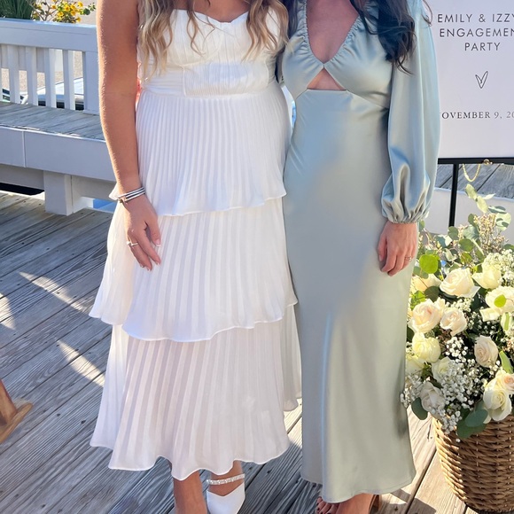 Cascading Crush White Tiered Bustier Midi Dress Lulus - Picture 4 of 4